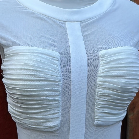 Terani Couture Women’s Ruched White Dress Size 2 - Picture 6 of 8